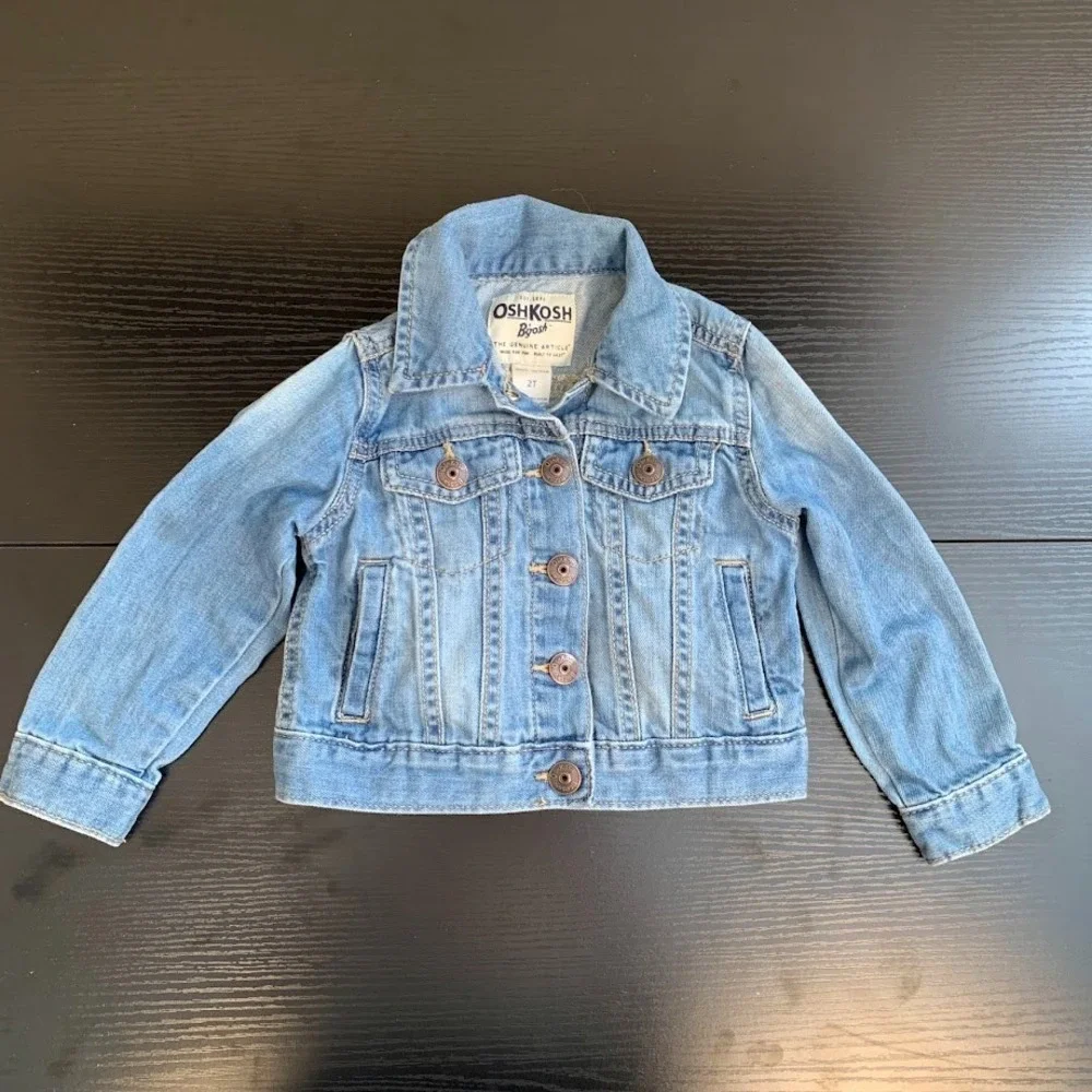 OshKosh B'Gosh Denim Jean Jacket Snap Up Cotton Kids Youth 2T‎